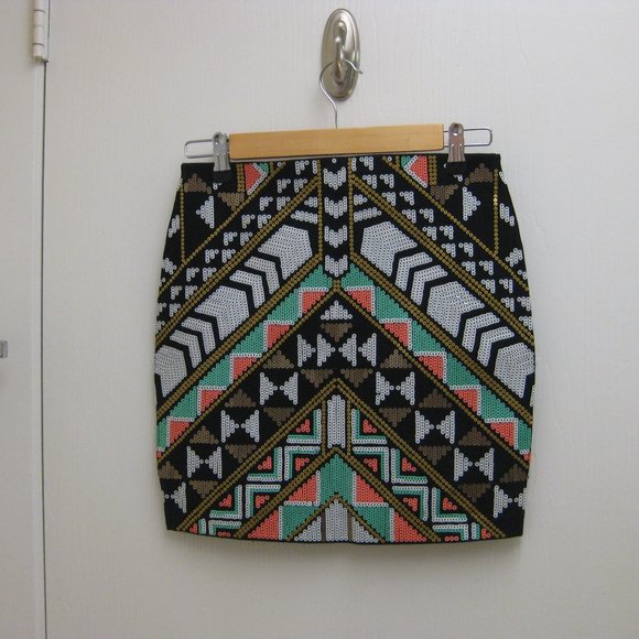 NWT Express aztec sequin mini skirt XS extra small - Picture 2 of 4